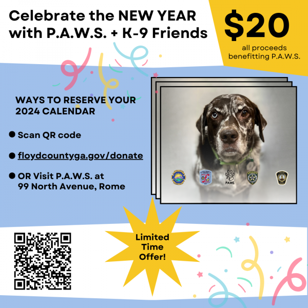 P.A.W.S. & K9 Friends 2024 Calendars! Floyd County