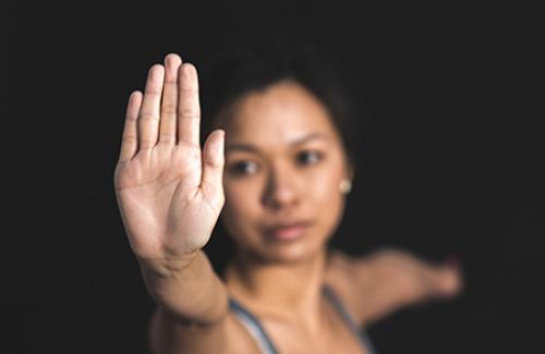 Self Defense Class Hand Up