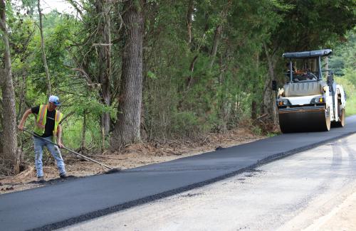 Rush Chapel Rd rubberized asphalt paving by NWGA Paving