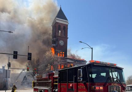 Historic Courthouse in flames on March 23, 2026