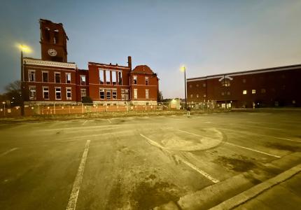 View of lower parking lot at courthouses