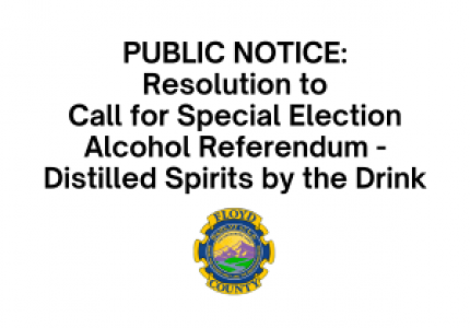 Public Notice: Resolution to Call for Special Election Alcohol Referendum - Distilled Spirits by the Drink