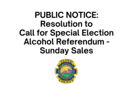 Public Notice: Resolution to Call for Special Election Alcohol Referendum - Sunday Sales