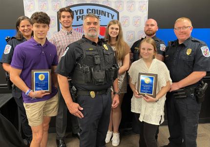 School Resource Officers with students