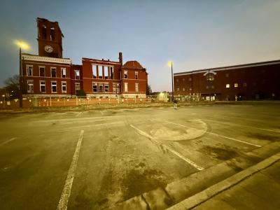 View of lower parking lot at courthouses