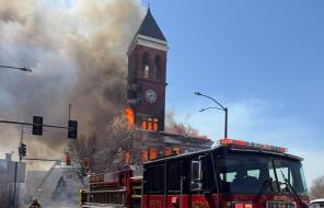 Historic Courthouse in flames on March 23, 2026