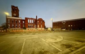 View of lower parking lot at courthouses